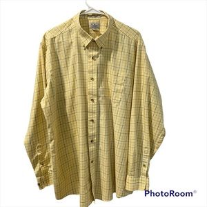 LL Bean Men’s Long Sleeve Shirt Button Up Plaid Yellow XL Gently Worn